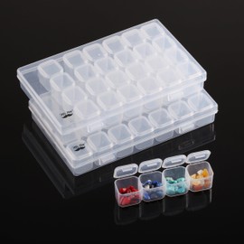 Mr. Pen-28 Grids, 2 Pack, Bead Storage Containers with 160pcs Label Stickers, Diamond Art, Bead Box, Diamond Painting Organizer