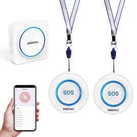 SINGCALL Tuya WiFi SOS Wireless Calling Caregiver Pager System Calling Alert System for Patients Seniors Elderly Disabled 1 Plugin Receiver 2 Smart Emergency Call Button (2.4GHz only)