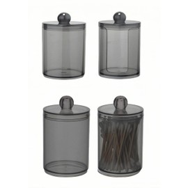 MIEGUIWOR 4 Cotton Pad Dispenser Made of PET,Ideal for Cotton Bud Containers, Cotton Pads Storage, Organiser for Cosmetics, Makeup, Q-Tips, Perfect for Bathroom, Bedroom, Dressing Table (Black, E)