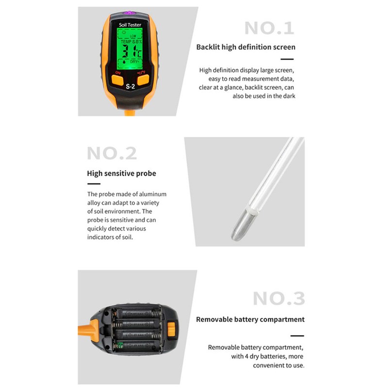 5-in-1 Soil Tester Multifunctional Soil Detector Moisture Meter pH Meter