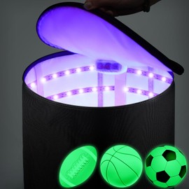 Hiboom UV Light Quick Glow Charger Large LED Recharging Bag for Glow in The Dark Kickball Dodgeball Soccer Football Basketball Volleyball in The Dark Game Teen Adult Sport Enthusiast(12 Inch)