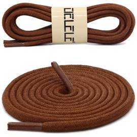 DELELE Round Cotton Waxed Shoelaces: 7/50 Inches Light Brown Shoe Laces for Boot 2 Pair 31 inch