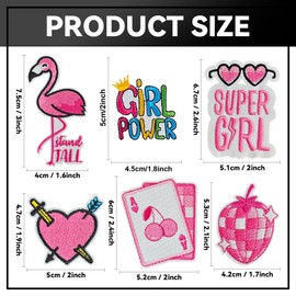 GYGYL 45pcs Iron on Patches for Girls, Pink Preppy Embroidered Patches for Clothes, Backpack, Jackets, Jeans, Shirt DIY Crafts