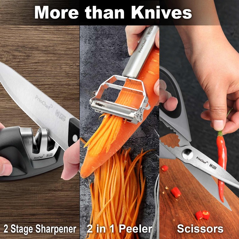 PrinChef Knife Set, 19 Pcs Rust Proof Knives Set for