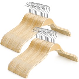 TOPIA HANGER Slim Natural Wood Hangers with Extra Soft Non-Slip Rubber Grips, 30-Pack High-Grade Fashion Hanger No Shoulder Bump for Sweaters, Hoodies, Jacket, Dress, Coat -CT15N30