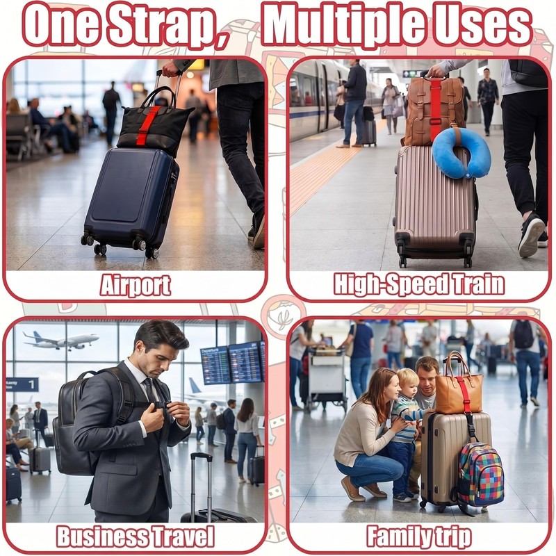 Vincreem 9 Pcs Adjustable Luggage Straps for Multiple Suitcases Elastic