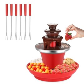 Mini fuente de fondue de chocolate de 7.9 onzas, mini olla de fusión de chocolate, máquina calentadora MIni con 6 tenedores de fondue y bandeja de ext