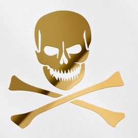 Decal Stickers of Skull Crossbones 01 (Metallic Gold) (Set of 2) Premium Waterproof Vinyl Decal Stickers for Laptop Smartphone Car Dirt Bike Wall Room Mason Jar Bathtub - BICVER1523271GOW19Y24