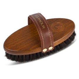 Equimour Horsehair Brush - Wooden Horse Brush with Natural Bristles