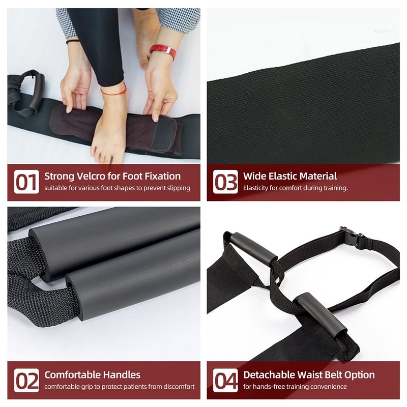 Leg Resistance Band Rehabilitation Training Stretcher for Bedridden Seniors Paralyzed