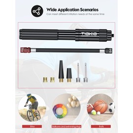 Tiakia Mini Bike Pump,Portable Compact Bicycle Pump,High Pressure Frame Pump 260PSI- Air Hand Pump Fit Presta, Schrader & Woods Valves,Aluminum Alloy Durable Tire Pump for Road/Mountain/BMX Bikes