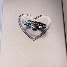 Cell Phone Finger Ring Holder,2pcs Transparent Heart Shape Ring Grip Stand with Diamond，Universal 360 Degree Rotation Finger Kickstand Compatible with Most Phone and Tablet