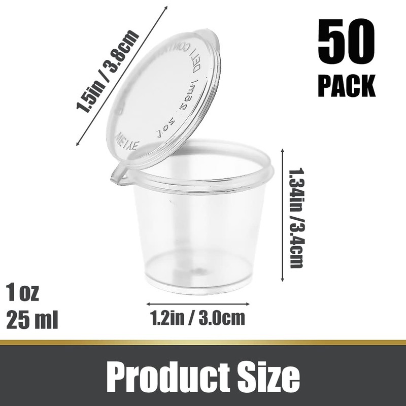 1oz 50 Pieces Small Plastic Containers with Lids, 25ml Small