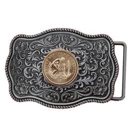 US 2009 Native American Sacagawea Dollar BU Unc Coin Silver Tone Belt Buckle NEW - Beautiful Western Scroll Design - Three Sisters Planting Method