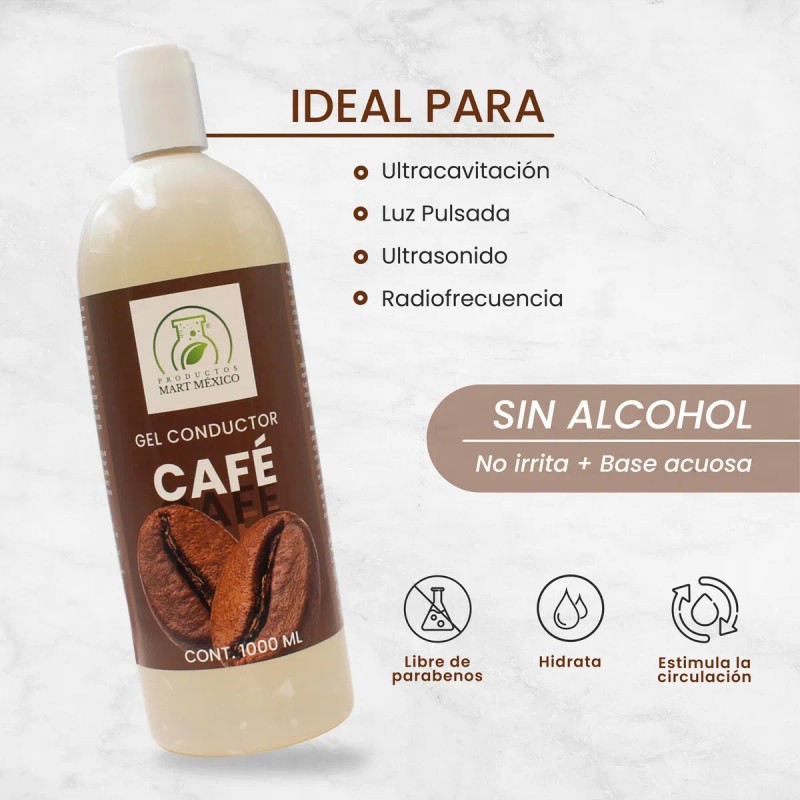 Gel Conductor 1 L con Extracto de Café para Aparatología