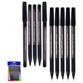 DIGNO Triber-Grip Ballpoint Pens, BLACK, Medium Point (1.0mm), Pack of 10, Multipack, Triangular Soft Grip, Perfect for School Home Office Use