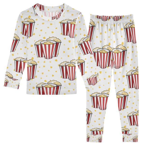 Vozoza Cartoon Popcorn Pajama Sets Long Sleeve Top with Pants