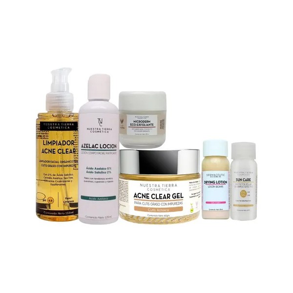 Kit Para Acné Hormonal Shampoo, Azelac Lotion, Gel Y Loción