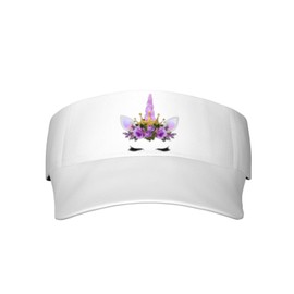 KOSUES Unicorns Wearing A Crown of Purple Flowers Wide Brim Sun Visor Hat Empty Top Sun Cap Adult Unisex Adjustable Baseball Hats Sunscreen Visor Caps for Sports Beach Tennis Golf Running Hiking