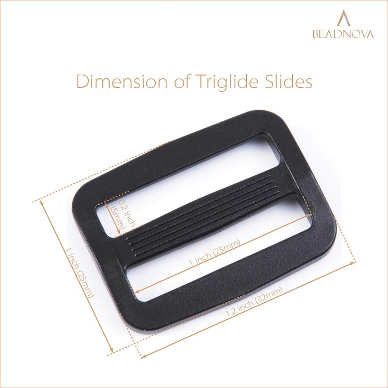 BEADNOVA Slide Buckle 1 Inch Triglide Slides Plastic Webbing Slider