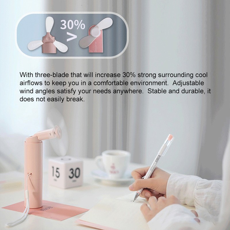 Portable Handheld Fan with 3 Foldable Blade, Rechargeable USB Small