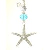 Textured Silvery Starfish with Turquoise Glass Ceiling Fan Pull