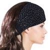 Dahlia Sparkling Rhinestone and Dots Wide Elastic Headband - Black