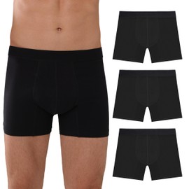 IRISMORII Mens Incontinence Underwear Washable Adult Leak Proof Briefs with 60 ml Absorbency Bladder Control Trunk 3 Pack (3 Black, M)