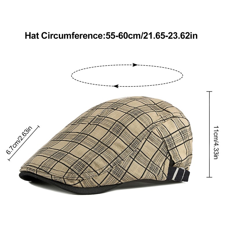 YAMEIZE Retro Plaid Men's Flat Cap - Hat Baker Boy