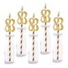 83rd Birthday Paper Straw Decor, 24-Pack Real Gold Glitter Cut-Out