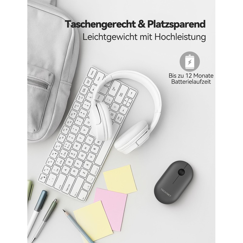 TECKNET Wireless Bluetooth Mouse Grey