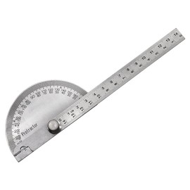 Stainless Steel Protractor, 0-180 Degree Goniometer Adjustable Arm Angle Gauges Finder Measuring Ruler for Carpenter Engineer Architect (Solid)
