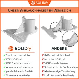 SOLIDfy® - 2 x 26 mm - 38 mm pool hose holder kink protection made of plastic in grey for Intex and Bestway