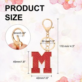 PATIKIL Initial Letter Keychain, A-Z Alphabet Keyring Letter M Metal Key Chain for Women or Girls Keys Purse Handbags Backpacks Bags, Red