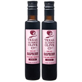 Raspberry Balsamic Vinegar - Gourmet Barrel Aged Infused Balsamic Vinegar - Great for Dressing Dipping Glazing - No Artificial Flavors or Added Sugar - Made in Texas (8.5 oz, 2 Pack)