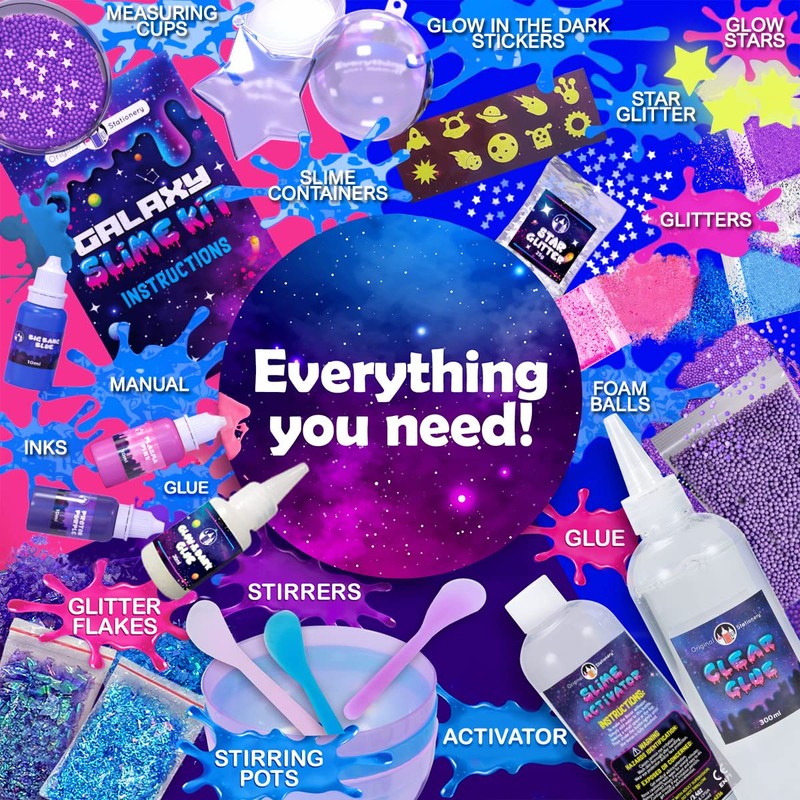 Original Stationery Galaxy Slime Kit & Maker Set with Glow
