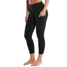 BUBBLELIME 19"/22" Women's High Waist Yoga Pants Side Pockets Cross Pockets Capris_OLIVEGRAY M_22" Inseam