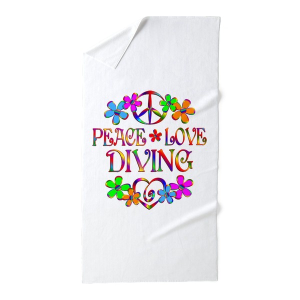 CafePress Peace Love Diving 30"x60" Absorbent Cotton Back, Soft Beach,