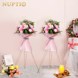 NUPTIO 2 Pcs Flower Plant Stand Display, 41.3" Tall Flower Pot Holder Rack for Office Living Room Home Decor, Gold Flower Arrangement Stand for Wedding Opening Ceremony Party Reception Centerpieces