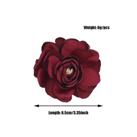 Big Flower Dainty Satin Fabric Rose Flower Brooches Large Rose Flower Big Camellia Flower Satin Flower Fabric Lapel Brooches for Women'S Wedding Dinner Party Decoration (red)