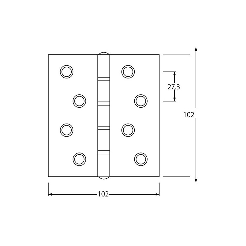 Best 110 Noiseless Hinge 2.5x102x102mm Hairline 0150-031