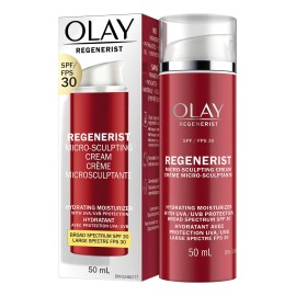 Olay Crema Hidratante Facial Regenerist Microsculpting Crea hidrata para mejorar la elasticidad y reafirmar la piel para lograr un aspecto ms firme.  