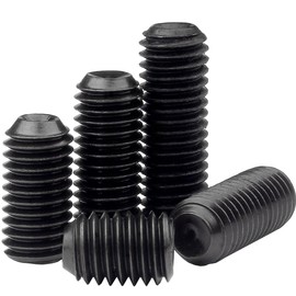 MonsterBolts - 1/4"-28 x 5/8" Cup Point Set Screws, ASME B18.3, Alloy Steel, Black Oxide, 10 Pack