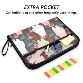 Quteprint 13 Pockets Expanding File Folder with Zipper Closure, Cute Bear Flowers Accordion File Folder with Sticky Labels, Letter Size A4 Papers Expandable File Document Organizer