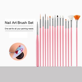 Pack of 15 Nail Art Brushes, Nail Dotting Tools, Nail Art Pens, Drill Drawing Nail Brush Pens for Nail Art Tools (White)