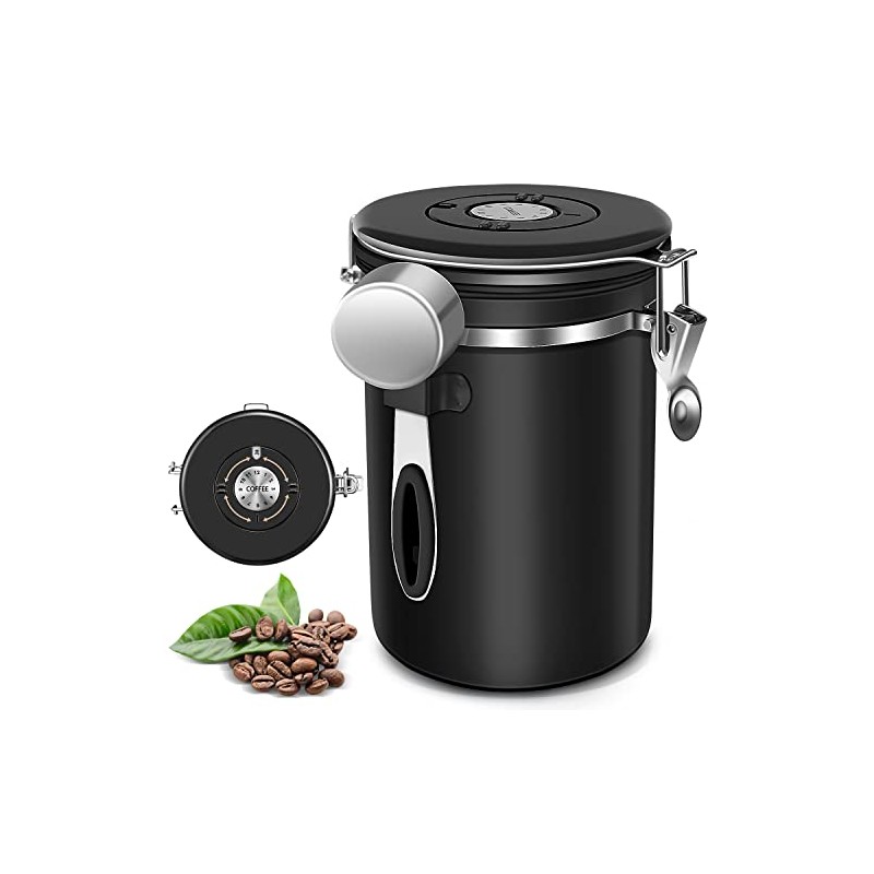 SANGKEE Bote Hermético para Café,Tarro de Café de Acero Inoxidable,1.8