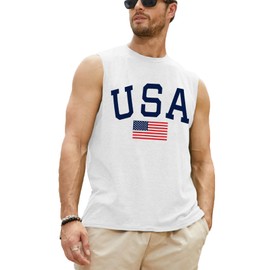 Deranex Mens Tank Top 4th of July Tank Tops for Men Sleeveless American Flag Printed Tank Top Patriotic 4th of July Shirts Workout Gym Mens Muscle Tank Top P5 L