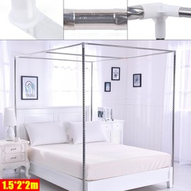 Headery Stainless Steel Canopy Bed Frame Post,4 Corner Bedding Canopy Frame Post,Metal Bed Four Corner Bed Mosquito Netting Bracket Fit for Twin/Queen/California King/King Size (1.5 * 2 * 2m)
