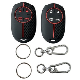 Laisiou Silicone Rubber Key Fob Cover Compatible with Fiat 500E 2022-2025 New Electric Fiat 4-Button Keyless Remote (Black+White/Black+red)