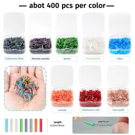 6112pcs 2x9mm Glass Tube Beads Kit with Individual Case, 8 Shiny Iridescent Colors Slim Beads and Seed Beads Faux Pearl Beads for DIY Earrings Bracelets Necklaces Tassels Jewelry Craft Gift Making